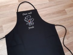 Zástěra pro kuchaře černá 72x100 Dnes vaří + jméno na přání