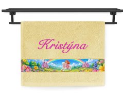 Dětský ručník se jménem NA PŘÁNÍ 30x50 Princezna Duha žlutá