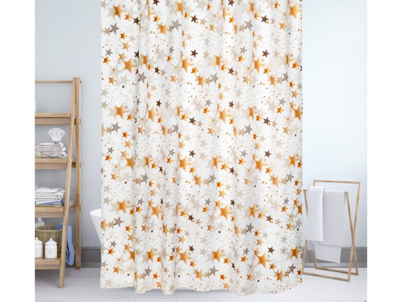 Sprchový závěs do koupelny 180x200 Hvězdy béžové