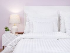 Povlak na polštář 40x40 Atlas grádl proužek 2,5 cm bílý