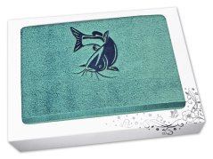 Luxusní dárkové balení pro rybáře osuška petrolej Sumec