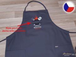 Zástěra pro muže s výšivkou šedá 72x100 GRILL MASTER - text na přání