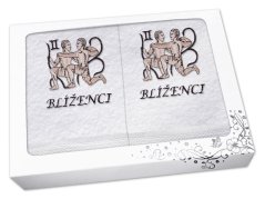 Luxusní dárková sada ručník + osuška Znamení Blíženci bílá/hnědá