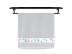 Froté ručník 50x100 NORA TISK 450g Barevná srdíčka stříbrná