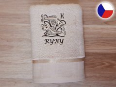 Luxusní dárková sada ručník + osuška Znamení Ryby béžová/hnědá