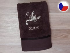 Luxusní dárkové balení ručníku Znamení Rak tmavě hnědá/hnědá