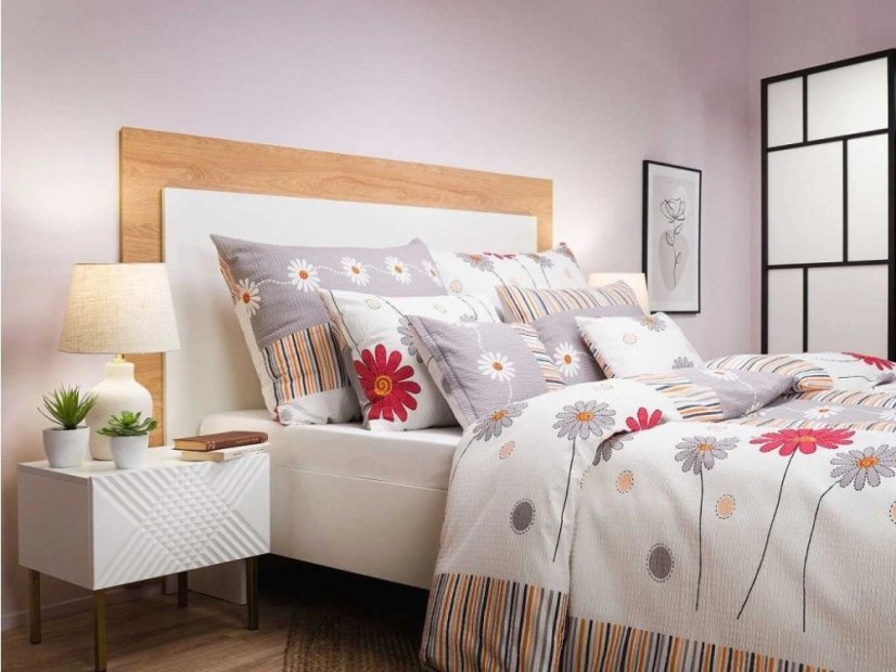 Krepové povlečení KOMFORT Gardénie světle šedá 2x 70x90, 200x200