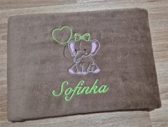 Dětská deka se jménem NA PŘÁNÍ 75x100 Slůně káva