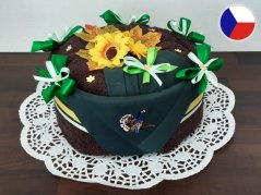 Textilní dort z osušky Rujana tmavě hnědý myslivecký