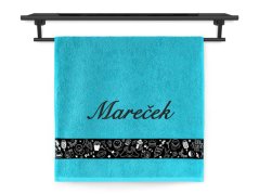 Ručník se jménem NA PŘÁNÍ 50x100 Stylový design tyrkysový
