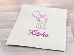 Dětská deka se jménem NA PŘÁNÍ 75x100 Slůně bílá