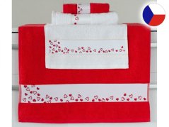 Malý ručník 30x50 RUJANA 450g Srdíčka červená