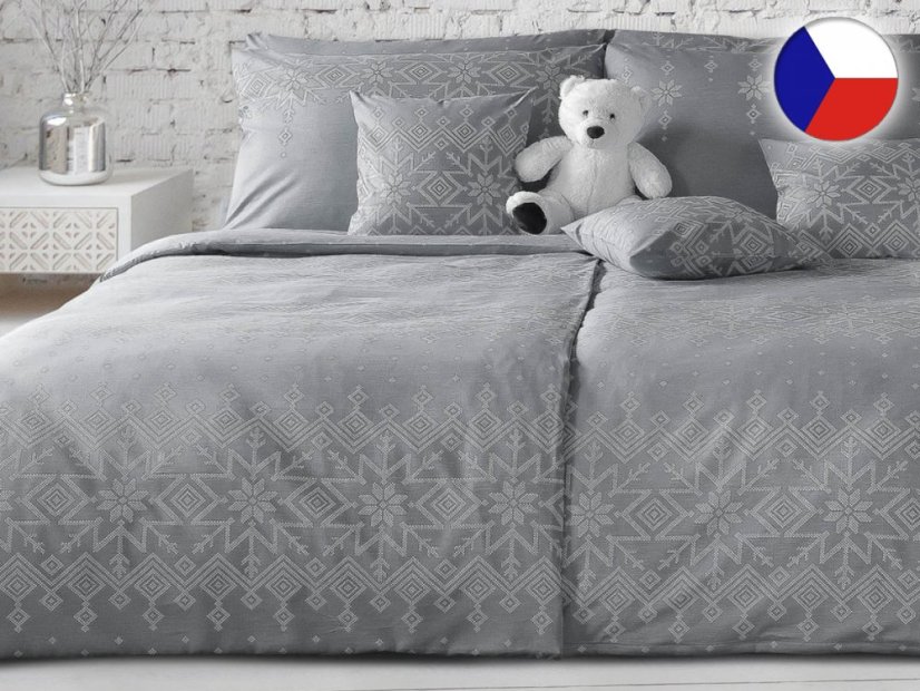 Vánoční damaškové povlečení EXCELLENT 140x200, 70x90 GEON Nordic tmavě šedý