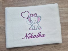 Dětská deka se jménem NA PŘÁNÍ 75x100 Slůně bílá
