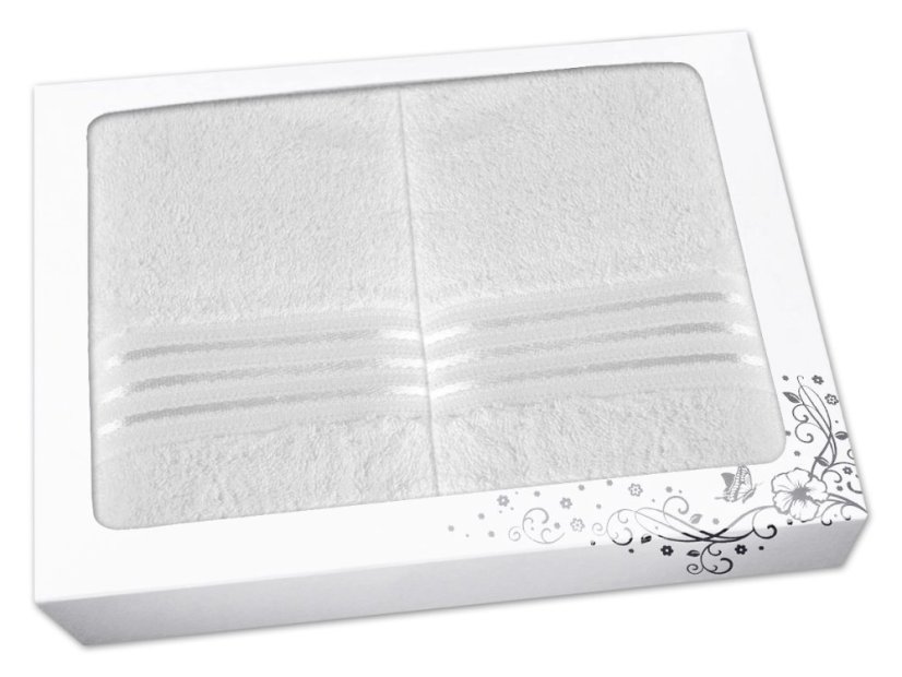 Dárková sada ručníku a osušky LINIE bílá