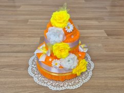 Dvoupatrový dort z ručníků a osušky Sandra oranžová