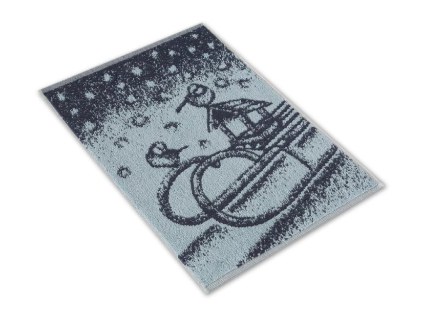 Malý kuchyňský ručník 35x50 ZARA 450g Sáňky s ptáčky modrošedé