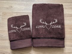 Luxusní osuška pro myslivce Paroží + Lovu zdar hnědá