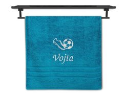 Ručník se jménem NA PŘÁNÍ azur 50x100 Kopačka a míč