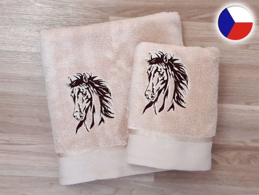 Luxusní dárkové balení ručníku béžový Kůň Apollo