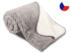 Luxusní deka z mikrovlákna OVEČKA 150x200 Manžestr světle šedá 520g