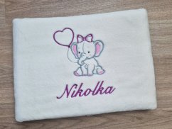 Dětská deka se jménem NA PŘÁNÍ 75x100 Slůně bílá