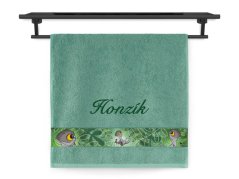 Ručník se jménem NA PŘÁNÍ 50x100 Dinosauřík oliva