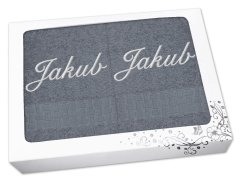 Dárková sada ručník + osuška se jménem Ratanika tmavě šedá