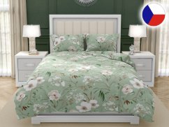 Povlečení bavlna EXCLUSIVE Magnolie zelená 70x90, 140x200