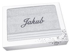 Dárkové balení osušky SE JMÉNEM Linie světle šedá