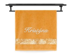 Osuška se jménem NA PŘÁNÍ 70x140 Zámecká elegance oranžová