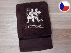 Luxusní dárkové balení ručníku Znamení Blíženci tmavě hnědá/hnědá