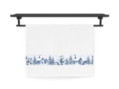 Froté ručník 50x100 NORA TISK 450g Zimní vesnička bílý