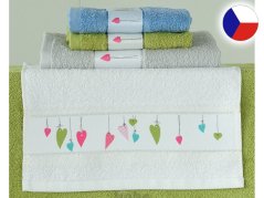 Malý ručník 30x50 RUJANA 400g Barevná srdíčka bílá