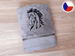 Luxusní osuška pro koňáky šedá 450g Kůň Apollo