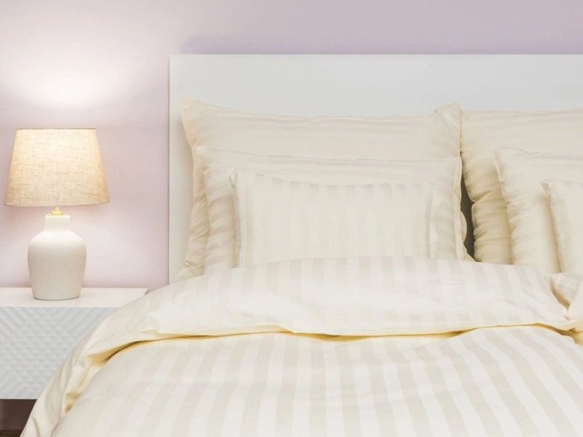 Povlečení Atlas grádl proužek 2 cm 2x 70x90, 240x200 šampaň