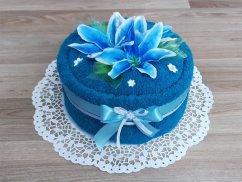 Textilní dort z osušky Sofie azur