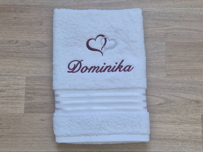 Dárková sada ručníku a osušky se jménem linie bílá Srdíčka