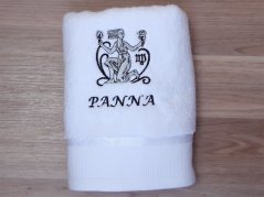 Luxusní dárkové balení ručníku Znamení Panna bílá/šedá