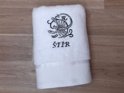 Vánoční dárková sada ručník + osuška Znamení Štír bílá/šedá