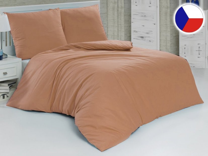 Jednobarevné povlečení bavlněné na zip 2x 70x90, 240x220 EXCLUSIVE béžové