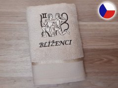 Luxusní dárkové balení ručníku Znamení Blíženci béžová/hnědá