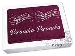 Luxusní sada ručník + osuška se jménem NA PŘÁNÍ Noty borůvkové