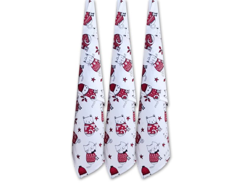 Vánoční utěrky 50x70 Kočky s norským vzorem 3ks