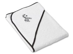 Osuška pro miminko s kapucí a výšivkou 75x75 Zebra bílá/černá 350g 