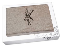 Dárkové balení ručníku pro myslivce Hlava jelena béžová
