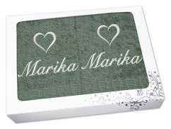 Dárková sada ručník + osuška se jménem ratanika khaki Srdce