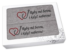 Dárková sada ručník + osuška pro rybáře Ryby mě berou... šedá