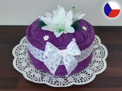 Textilní dort z osušky Sofie fialová