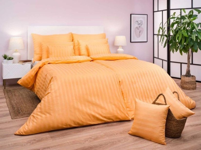 Povlak na polštář 40x40 Atlas grádl proužek 2,5 cm pomerančový